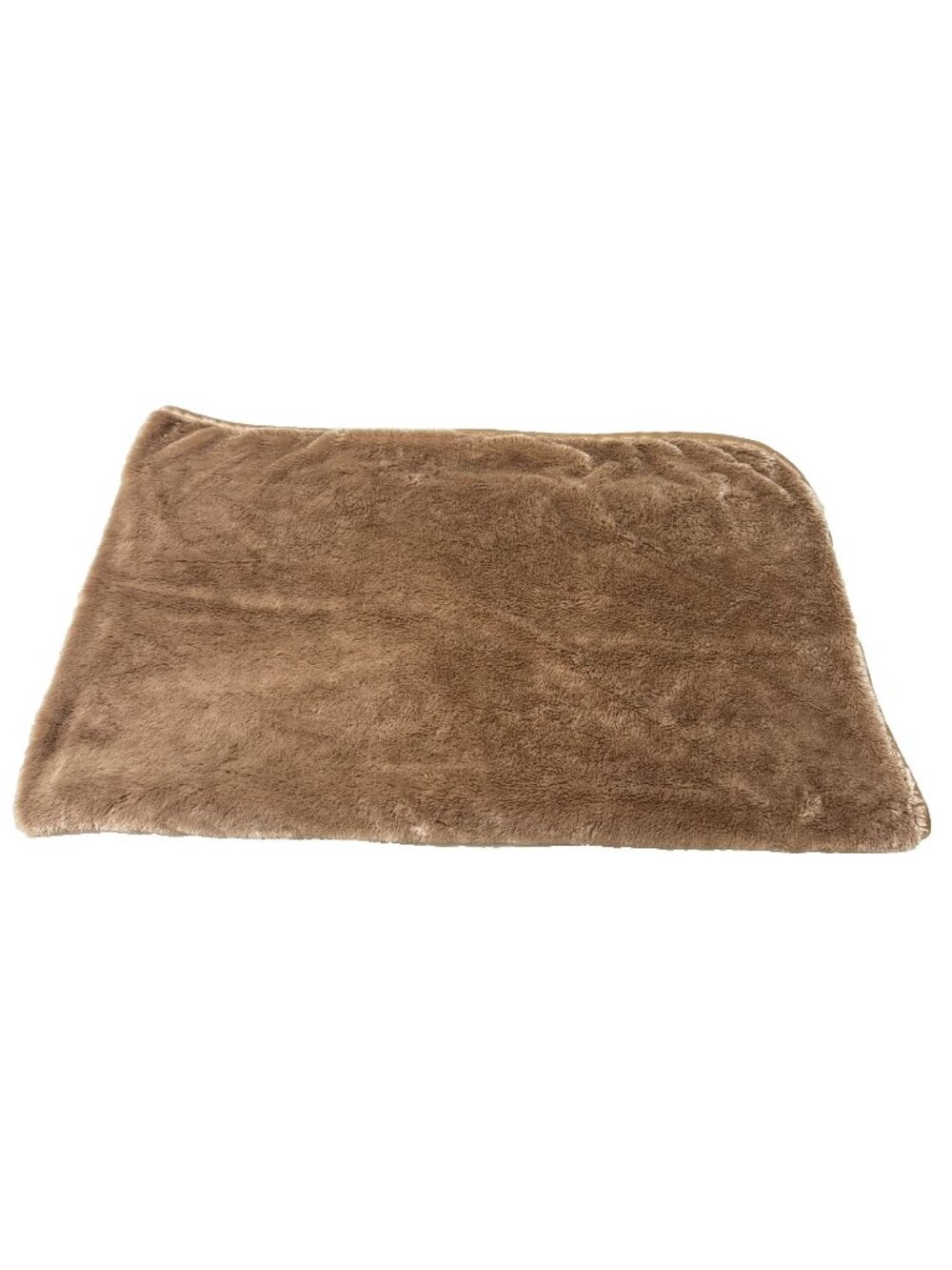 Brookstone NAP 2 Ply Plush Throw Travel Blanket Light Tan Satin Trim 37x61 GUC